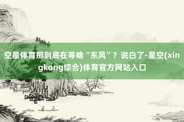空星体育那到底在等啥“东风”?说白了-星空(xingkong综合)体育官方网站入口