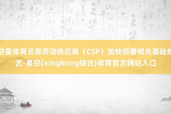 空星体育云霄劳动供应商（CSP）加快部署相关基础技艺-星空(xingkong综合)体育官方网站入口